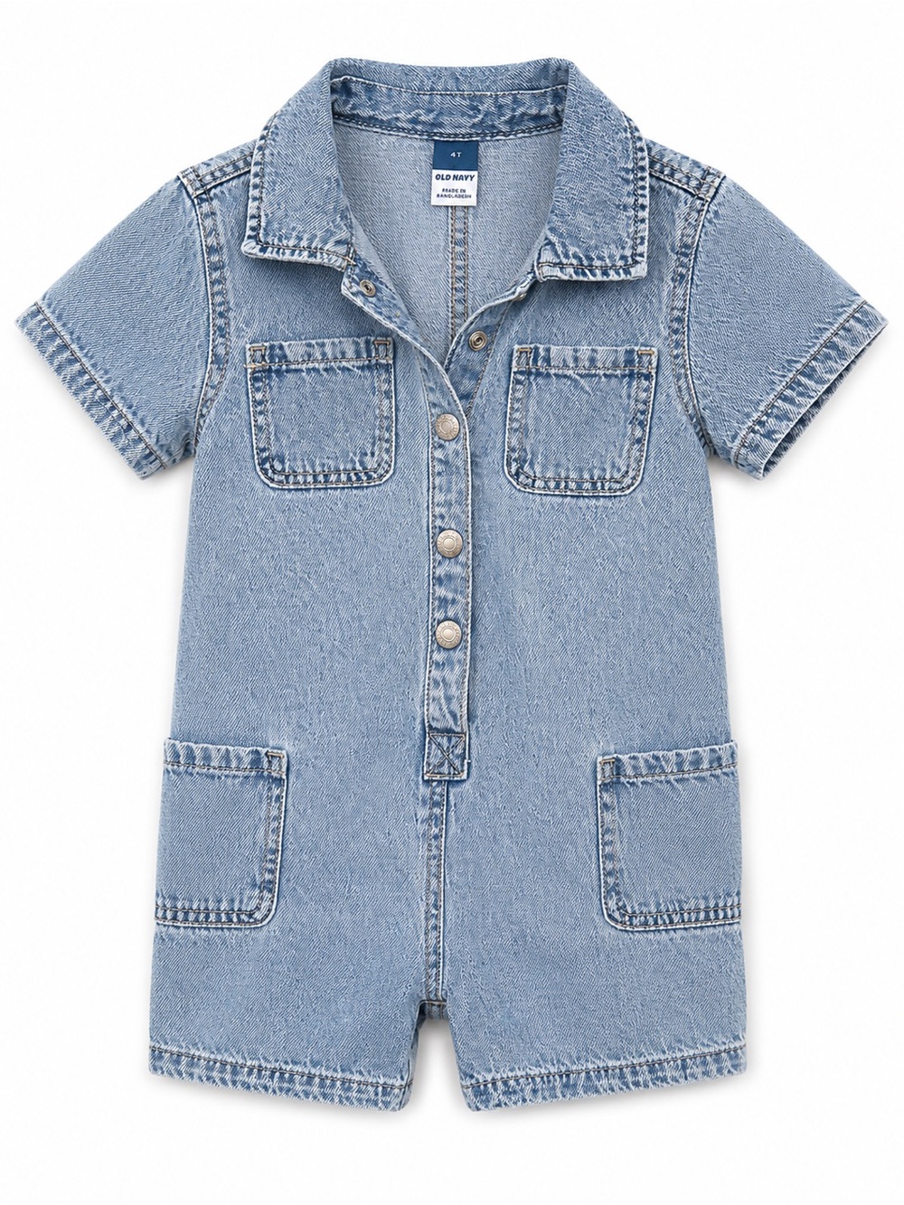 Old Navy Light Wash Denim Short-Sleeve Romper Size 4T